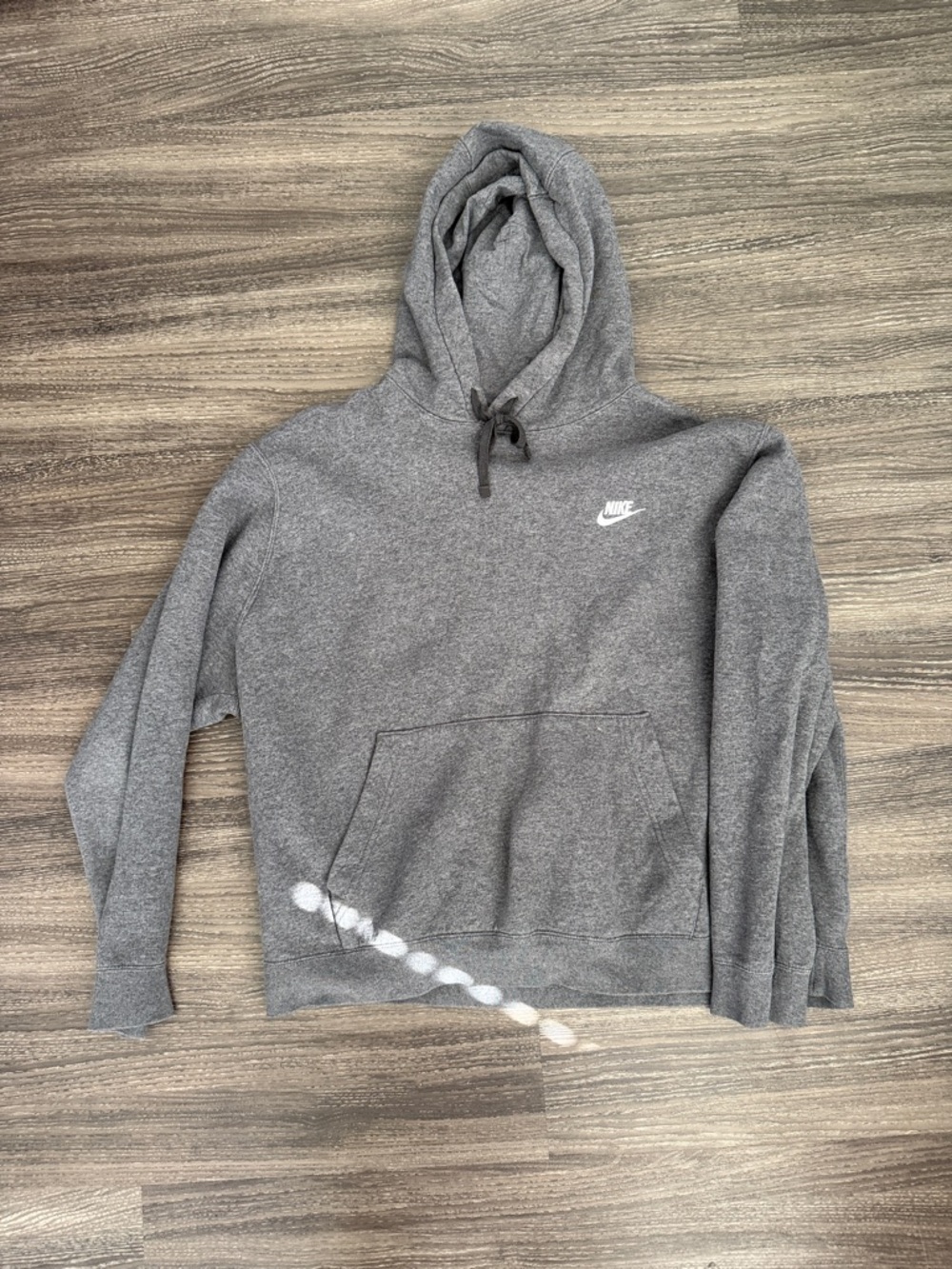 Nike Men’s XL Heather Gray Hooded Sweatshirt with White Swoosh